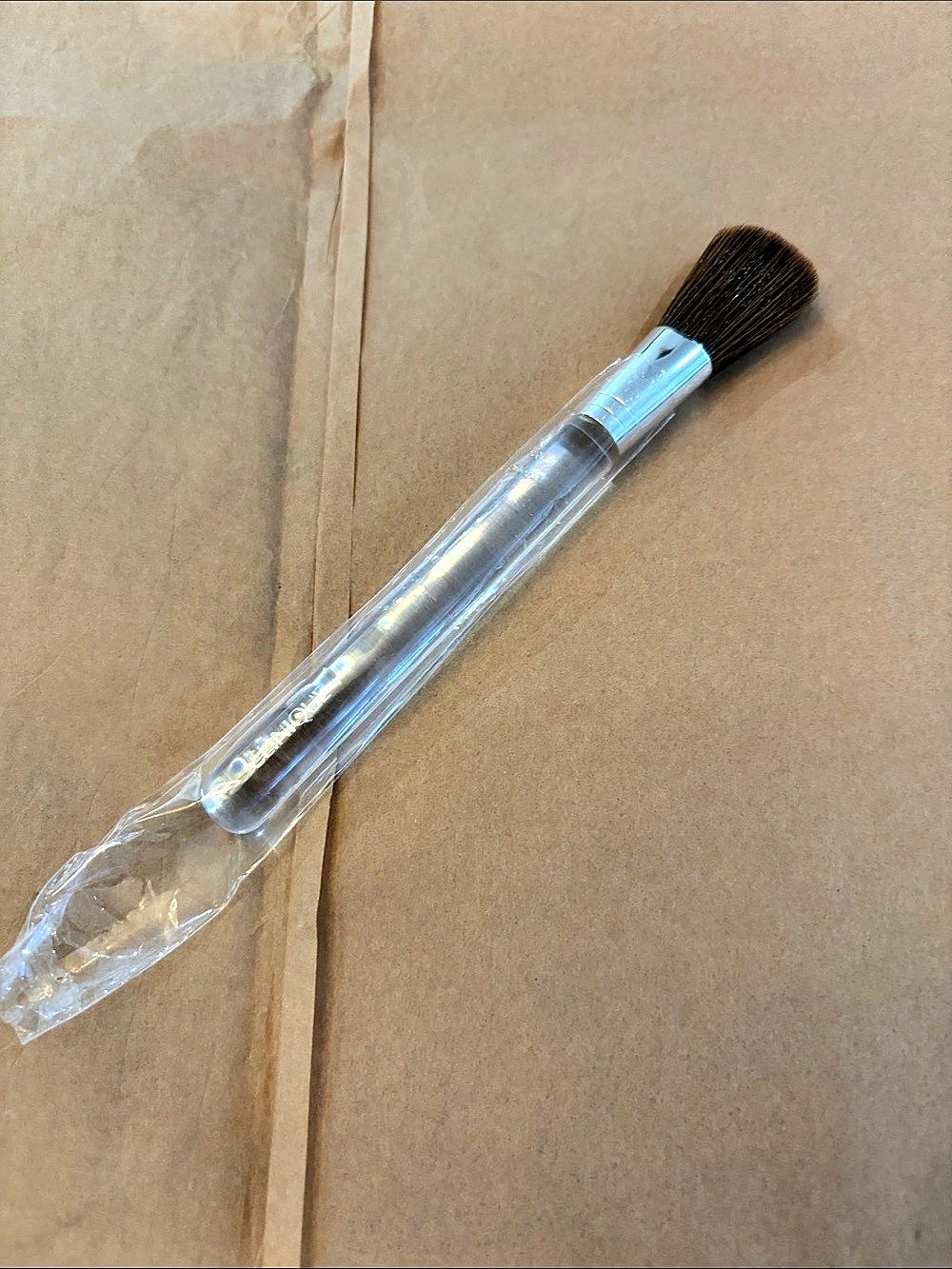 Clinique Powder or Blush Makeup Brush Brown & Silver